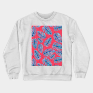 Monstera leaves, tropical watercolor pattern Crewneck Sweatshirt
